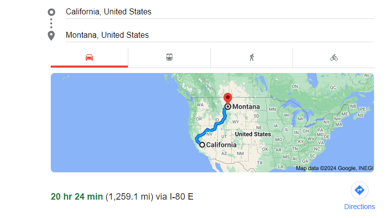 How Far is Montana from California