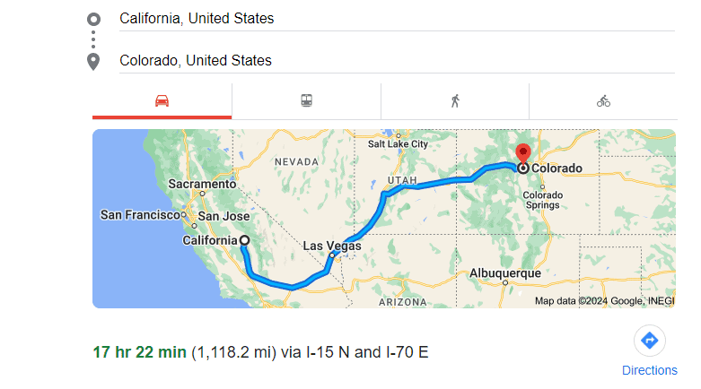 How Far is Colorado from California