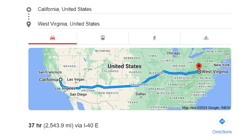 Moving from California to West Virginia