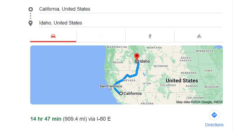 How Far is Idaho from California